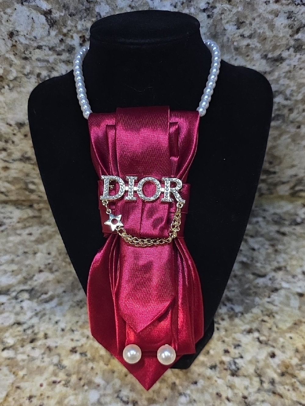 Tie Necklace | Red Satin